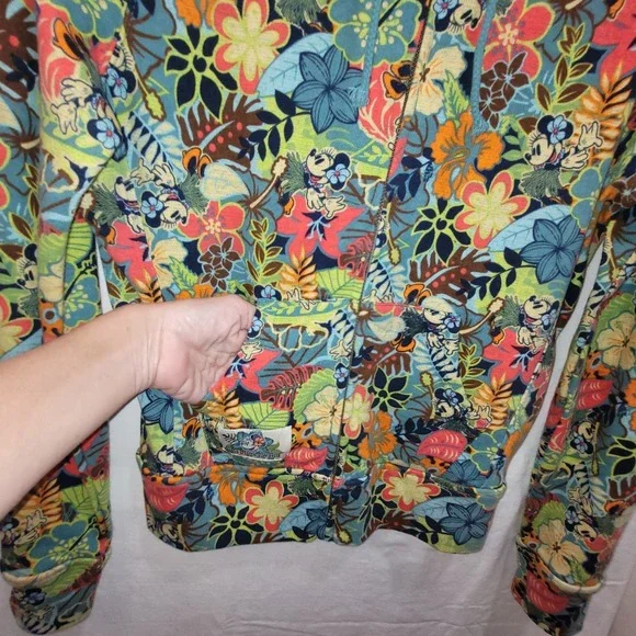 Walt Disney World Minnie Mouse Hawaiian Floral Colorful Hoodie Sweatshirt Medium - Picture 5 of 14